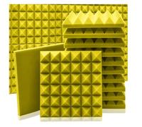 Panneau de mousse acoustique 6/12/24 pièces Mousse insonorisante Studio Éponge Traitement mural(Yellow,6 Pcs With Tapes)