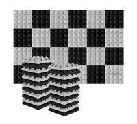 Panneau de Mousse Acoustique Lot de 24 panneaux acoustiques en mousse for studio, 25 x 5 cm, isolation phonique, absorption du bruit, noir et bleu(12Black12Grey)
