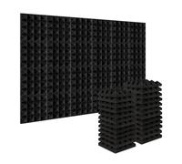 Panneau de Mousse Acoustique Lot de 24 panneaux acoustiques en mousse for studio, 25 x 5 cm, isolation phonique, absorption du bruit, noir et bleu(24Black)