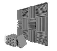 Panneau de Mousse Acoustique Lot de 24 panneaux acoustiques for studio, 25 x 5 cm, 12 noirs et gris(24Grey)