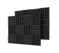 Panneau de Mousse Acoustique Lot de 24 panneaux acoustiques for studio, 25 x 5 cm, 12 noirs et gris(24Black)