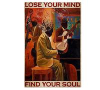 Panneau de musique de bar, impression Lose Your Mind, Find Your Soul, cadeau pour amateur de jazz, idée cadeau musicale, décoration murale, affiche en métal 20,3 x 30,5 cm