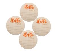 Panneau de Naissance Bébé Rond en Bois, Lot de 4, Décor Mural | Annonce du Nom, Carte Photo pour Maternité, Format Circulaire Orange, Souvenir Solide pour Chambre et Fête