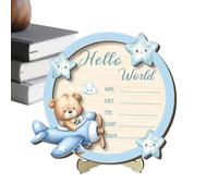 Panneau de naissance en bois | Accessoire 2D inscriptible pour l'enregistrement des données de bienvenue | Plaque d'annonce des détails de naissance | pour la cheminée de la table de chevet de la
