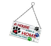 Panneau de niche en fer forgé pour chien - Étiquette à suspendre en métal bicolore pour décoration murale pour animal de compagnie, décoration d'extérieur vintage avec chaîne, panneau de cour antiroui