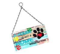 Panneau de niche en fer forgé pour chien - Étiquette à suspendre en métal bicolore pour décoration murale pour animal de compagnie, décoration d'extérieur vintage avec chaîne, panneau de cour antiroui