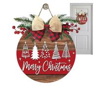 Panneau de Noël - 30 cm Couronne en Bois avec Nœud - Panneau de Bienvenue de Noël pour Porte d'Entrée - pour Maison, Fêtes, Porche, Ferme, Mur, Arbre, Cheminée, Fenêtre, Fête, Hiver,