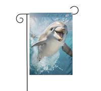 Panneau de Noël amusant avec imprimé dauphin - 30,5 x 45,7 cm - Double face - Pour l'extérieur - Arbre de Noël - Drapeau décoratif