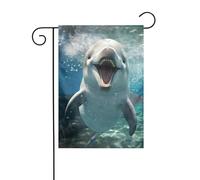 Panneau de Noël amusant avec imprimé dauphin - 30,5 x 45,7 cm - Double face - Pour l'extérieur - Arbre de Noël - Drapeau décoratif
