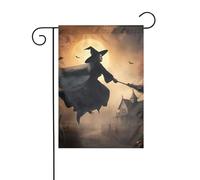 Panneau de Noël avec impression sorcière volante - 30,5 x 45,7 cm - Double face extérieure - Arbre de Noël - Drapeau décoratif