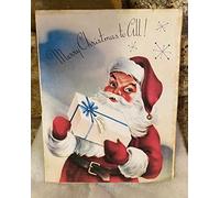 Panneau de Noël grand-père des années 1950 - Décoration murale de Noël pour grand-père - Décoration murale pour cour, restaurant, décoration murale - 20,3 x 30,5 cm