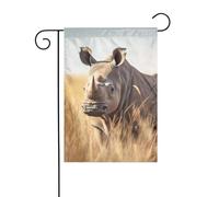 Panneau de Noël imprimé animal Rhino1 - 30,5 x 45,7 cm - Double face - Pour l'extérieur - Arbre de Noël - Drapeau décoratif