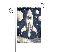 Panneau de Noël imprimé fusée dans l'espace 30,5 x 45,7 cm double face pour l'extérieur du sapin de Noël, drapeau décoratif