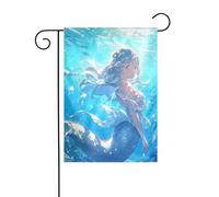 Panneau de Noël imprimé sirène bleue 30,5 x 45,7 cm double face pour l'extérieur du sapin de Noël hiver cour drapeau décoratif