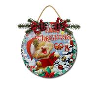 Panneau de Noël « Merry Cat » pour décoration de porte, couronnes rondes en bois de 30,5 cm, à suspendre au mur en extérieur, ferme, porche, pour printemps, été, automne, toutes saisons, vacances de