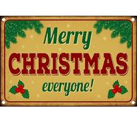 Panneau de Noël « Merry Christmas Everyone! » - Autocollant haute adhérence (400 mm x 300 mm) Distance de visualisation à moins de 14 m.