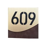 Panneau De Numéro Maison, 1 Pièce, Adresse Extérieure, Appartement, Lettre, Décor(Brown-gold,20x20cm(7.9x7.9in))