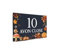 Panneau De Numéro Maison Moderne Anthracite, Plaque D'automne, Feuilles Champignon, Citrouille, 1 Pièce(Style 1,300cm x 160cm)