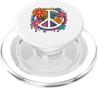 Panneau de Paix coloré avec Fleurs Vibe Hippie Flower Power PopSockets PopGrip pour MagSafe