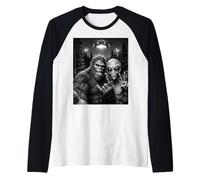 Panneau de Paix drôle Bigfoot et Alien Selfie OVNI Manche Raglan