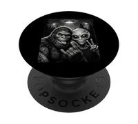 Panneau de Paix drôle Bigfoot et Alien Selfie OVNI PopSockets PopGrip Adhésif