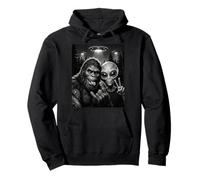 Panneau de Paix drôle Bigfoot et Alien Selfie OVNI Sweat à Capuche