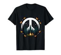 Panneau de Paix Hippie forêt Nuit Camping Nature feu de Camp T-Shirt