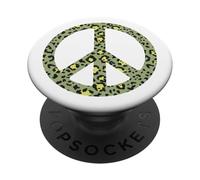 Panneau de Paix imprimé léopard Vert, Jaune, Noir PopSockets PopGrip Adhésif
