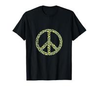 Panneau de Paix imprimé léopard Vert, Jaune, Noir T-Shirt