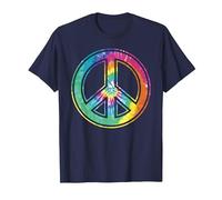 Panneau de Paix Tie Dye, Couleur Pastel, rétro, années 60-70 T-Shirt, Homme, Bleu Marine, S