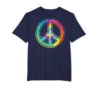Panneau de Paix Tie Dye, Couleur Pastel, rétro, années 60-70 T-Shirt, Homme Grandes Tailles, Bleu Marine, 2X Tall