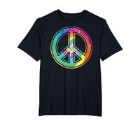 Panneau de Paix Tie Dye, Couleur Pastel, rétro, années 60-70 T-Shirt, Homme Grandes Tailles, Noir, 5X Tall