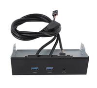 Panneau de Panneau Avant USB, 2xUSB3.2 Gen1 Casque 3 Ports Front Panneau USB Hub, 5,25 Pouces 19pin 5Gbps Panneau D'extension de Lecteur Optique pour Ordinateur PC