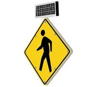 Panneau de passage for piétons solaire 24'' - Jaune - Panneau d'avertissement de circulation clignotant à DEL avec cadre en aluminium, étanche et antirouille