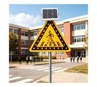 Panneau de passage for piétons solaire robuste, cadre en aluminium antirouille, avertissement de circulation clignotant LED for l'école et l'autoroute(30IN(76IN))