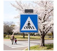 Panneau De Passage Piéton À DEL Énergie Solaire 24"/30" Avec Cadre En Aluminium Robuste Clignotant Réfléchissant Signalant Circulation Aux Abords Des Écoles Aux Abords Des Routes(30IN(76IN))