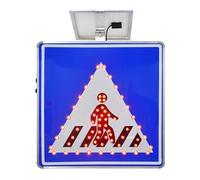 Panneau de passage piéton à LED solaire 24 po Panneau de signalisation routière en aluminium Balise de sécurité extérieure étanche IP65