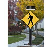 Panneau de passage piéton clignotant à DEL solaire 24"/30" Panneau de signalisation routière réfléchissant Cadre métallique antirouille Balise extérieure étanche(30"(76cm))