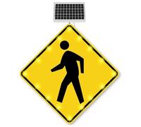 Panneau de passage piéton solaire 24''/30'', panneau de passage piéton clignotant à DEL alimenté à l'énergie solaire, panneau de signalisation routière en aluminium avec cadre métallique 24inches