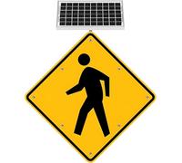 Panneau de Passage piéton Solaire 24 Pouces, Panneau d'avertissement de Circulation piétonne à LED en Aluminium, Panneau d'avertissement de Circulation piétonne Clignotant
