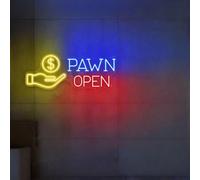 Panneau de pion ouvert à LED Pawns Shop - Panneau néon - Décoration murale pour chambre