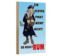 Panneau de pirate amusant | Un vrai pirate ne pleure pas, il hurle du rhum | Décoration pour bar et fête | 12 cm x 18 cm