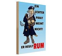 Panneau de pirate amusant | Un vrai pirate ne pleure pas, il hurle du rhum | Décoration pour bar et fête | 30 cm x 40 cm