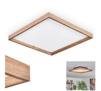Panneau de plafond LED Longvic, plafonnier moderne en métal/MDF/plastique en noir/imitation bois/blanc, 45 cm x 45 cm, 24 watts, 2650 lumens, 3000 Kelvin