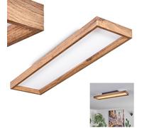 Panneau de plafond LED Longvic, plafonnier moderne en métal/MDF/plastique noir/imitation bois/blanc, longueur 80 cm, 18 watts, 1900 lumens, 3000 Kelvin