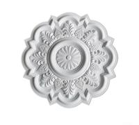 Panneau de plafonnier en polyuréthane blanc pour décoration d'intérieur et de pièces humides | Couvercle rond avec motifs pour salon ou sous-sol | Finition personnalisable | Pour un mur facile ou (48