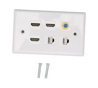 Panneau de Plaque Murale HDMI, Prise Murale Multimédia HD, Plaque Murale Ethernet 6 Ports avec 3 X HDMI, 1 X TV F Type et 2 X Cat 6 RJ45 Réseau AV Plaque Murale pour la Maison