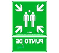 Panneau de point de rencontre en PVC, haute visibilité, robuste et durable, dimensions 30 x 30 cm, installation facile. Conçu pour : identifier les points de rassemblement