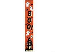 Panneau de porche d'Halloween, couronne de bienvenue effrayante en forme de citrouille, décoration en bois à suspendre, décoration d'extérieur accessoire photo (HWMZ036)