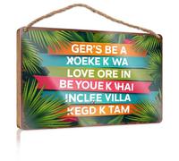 Panneau de porche en bois pour décoration de chambre à coucher Motif paradis tropical : amour, joie et relaxation à Inclee Villa (20 x 30 cm)